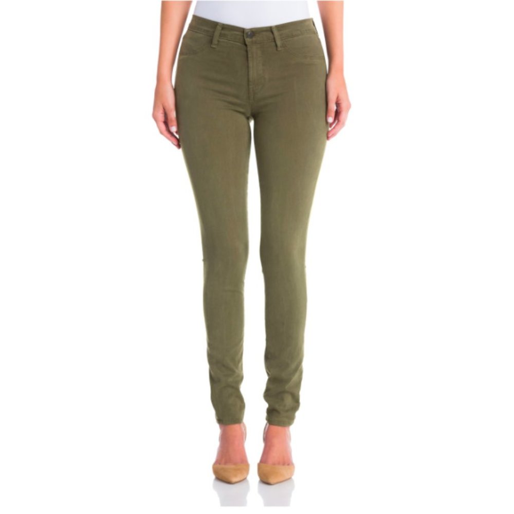 J Brand 485 Sateen Olive Skinny Jean